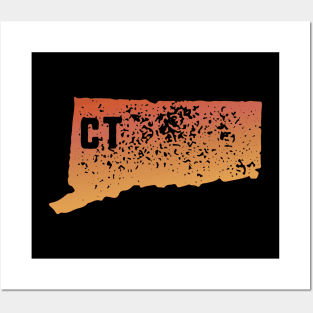 US state pride: Stamp map of Connecticut (CT letters cut out) Posters and Art